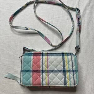 Vera Bradley RFID All in One Crossbody Bag Pastel Plaid Handbag Purse Travel